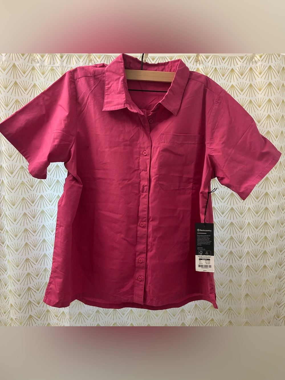 Backcountry Trailmix Short Sleeve Button-Up Shirt - Bright Pink